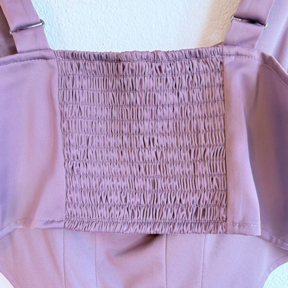 Wild Fable Satin Cropped Corset Top with Square Neck in Lilac Purple size Medium - Picture 6 of 12